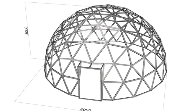 8m glass dome frame drawing