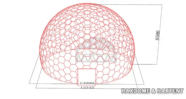 13m honeycomb dome technical drawing